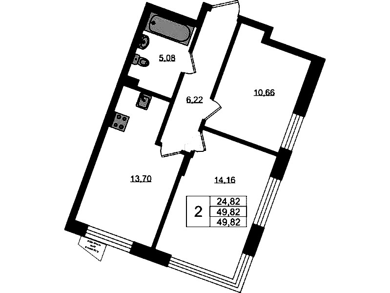 2-комнатная квартира 49.82 м², 2/11 эт., ЖК «VEREN NORT Сертолово»